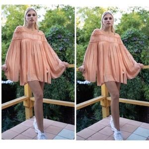 WOVEN Gauze Tunic w/ Lace Contrast & Bell Sleeves